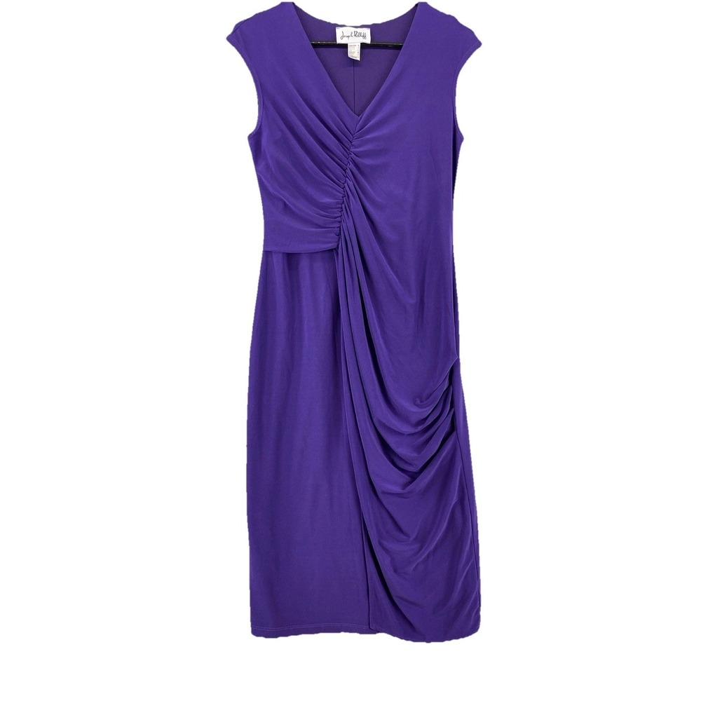 Joseph Ribkoff Sheath Dress Women 's 8 Purple Faux Wrap Sleeveless Preppy Party